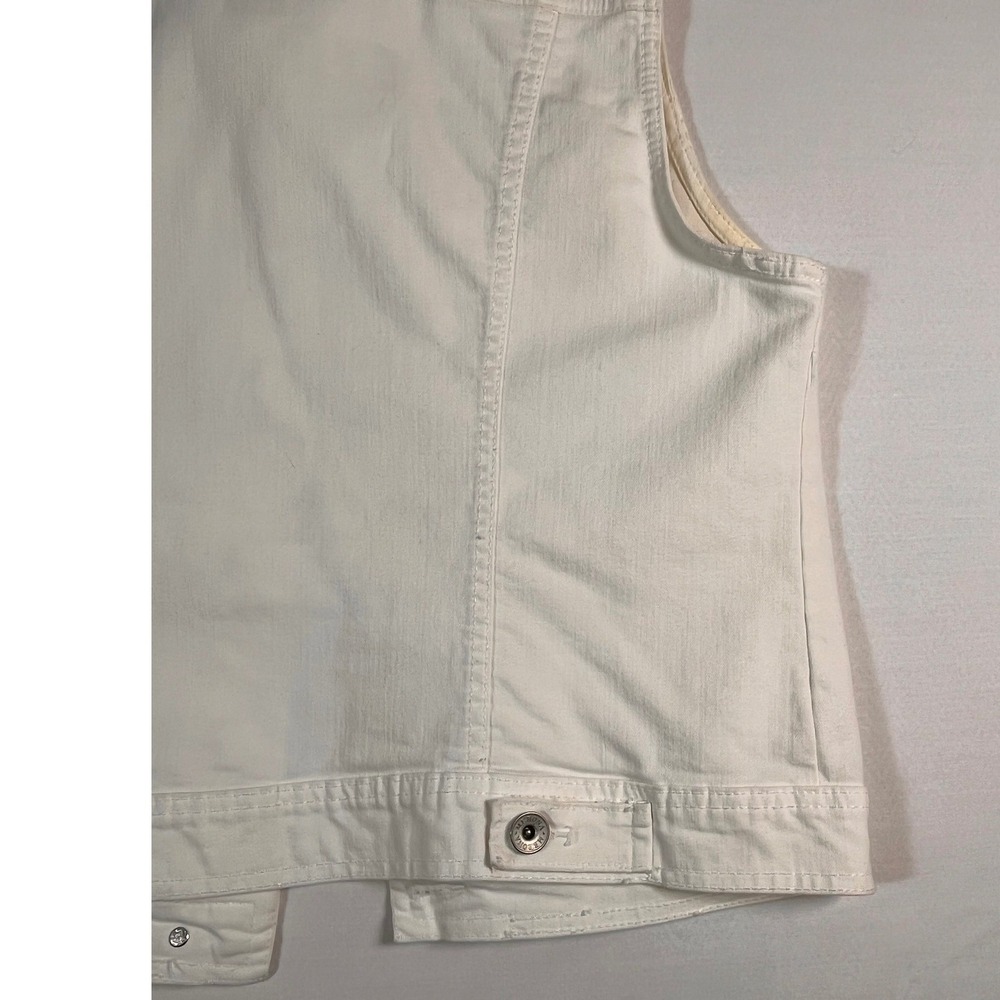 Merona Cream White Denim Vest Womens Large Stretch Button Front Trucker Jacket - Picture 10 of 11